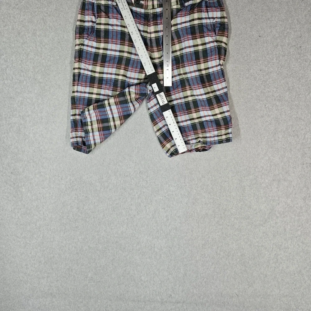Brooks Brothers Men Shorts W38 Multicolor Cotton Linen Plaid Bermuda